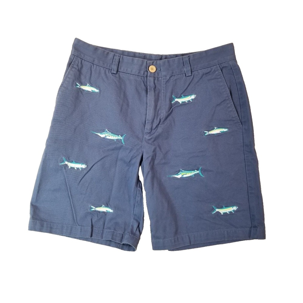 Vineyard Vines shorts men's 32x9 blue cotton embroidered fish outdoor preppy